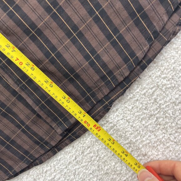 Arnold Palmer Easy Care Mens Sz S Button Up Dress Shirt Brown Plaid Long Sleeve - Picture 6 of 11